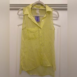 Green white stripe top XS SHEER